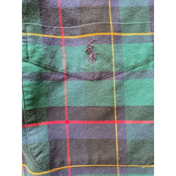 Ralph Lauren Mens Big Shirt XL Long Sleeve Button-Down Plaid Green & Blue - Picture 5 of 7